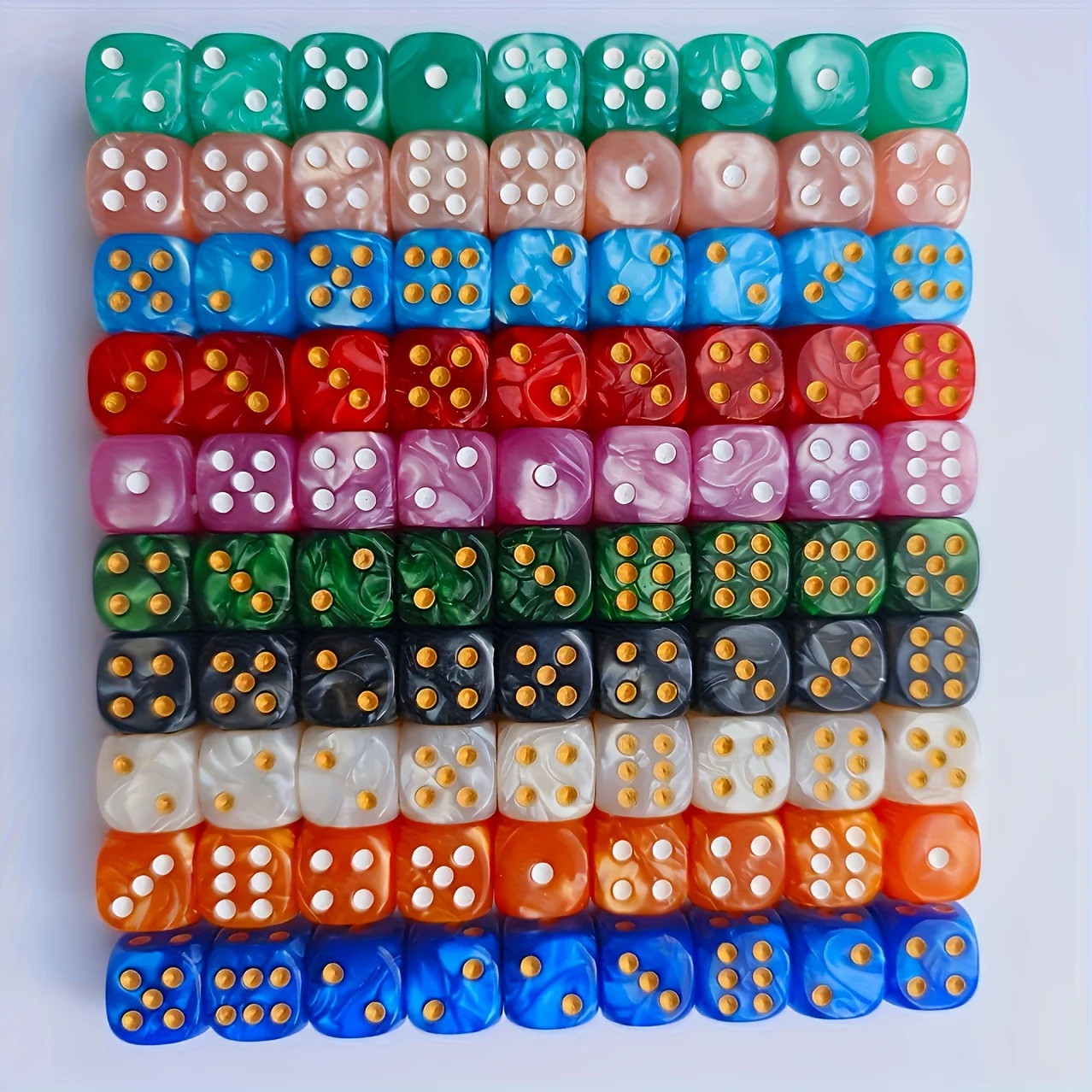 10Pcs 12mm Pearl Swirl D6 Dice - đánh giá và giá Board Game Live