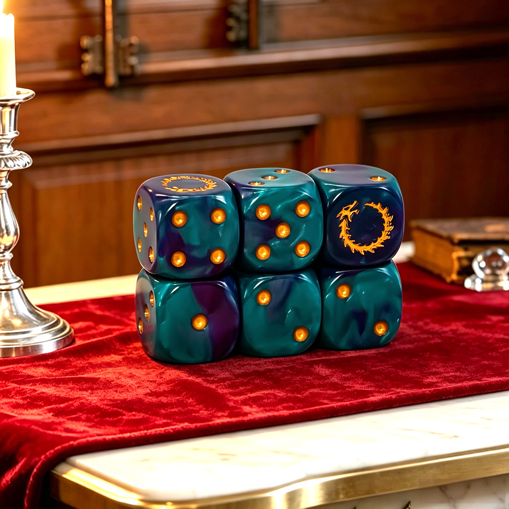 6Pcs Deep Sea Gold Flame D6 Di - đánh giá và giá Board Game Live