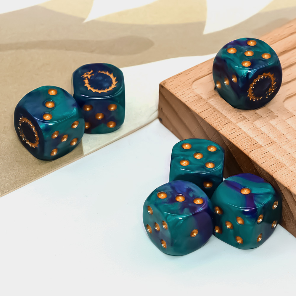 6Pcs Deep Sea Gold Flame D6 Di - đánh giá và giá Board Game Live